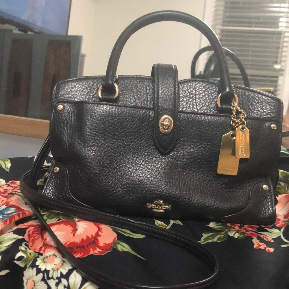 Coach black pebbled leather Mercer 24